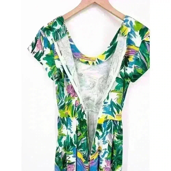 Vintage 90s Carol Anderson Maxi Dress Tropical Floral Cruise Summer Modest 3/4 - Picture 8 of 12